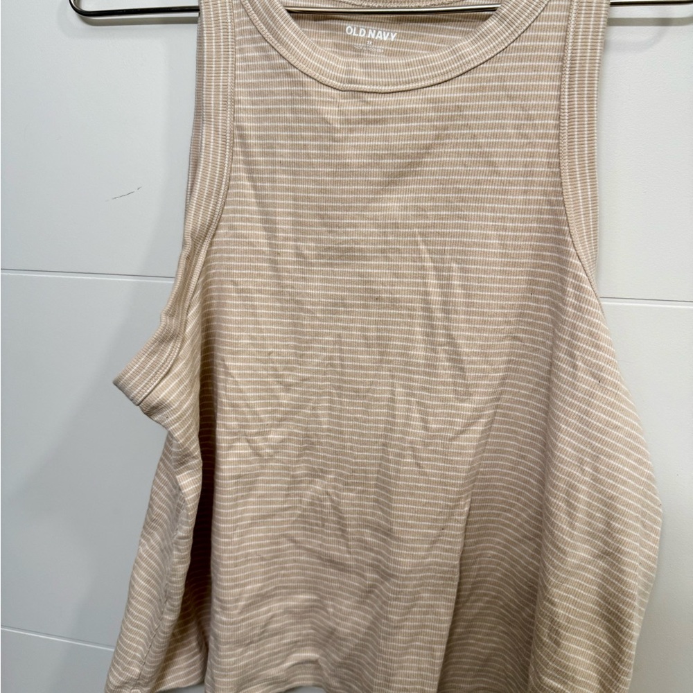 Old Navy Women's Beige Striped Tank Top